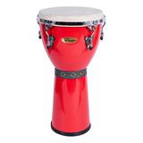 Djembe Parquer Custom De Madera Rojo Parche Sintetico