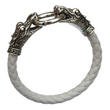 Pulsera Brazalete Manilla Trenzada Cuero Dragon Para Hombre