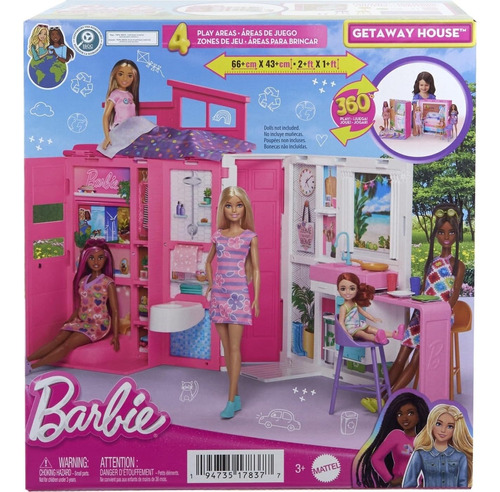 Set De Muñecas Barbie , Casa De Escapada, Con 4 Áreas