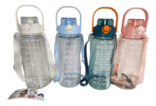 Botella Vaso Plástico Porta Agua Motivación Gym Resistente