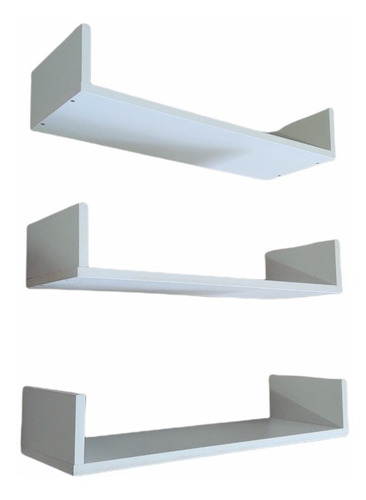 Jogo 3 Prateleiras U 60x20 Decorativa Estante Mdf Branco