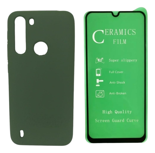 Silicone Case Para Motorola One Fusion Y Vidrio Ceramico