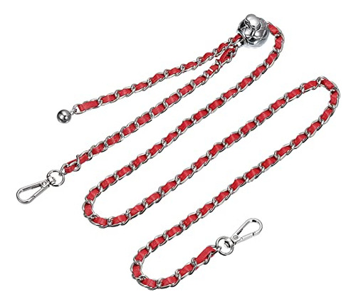 Cadena Plana Correa Ajustable 120cm Para Cartera Silver Rojo