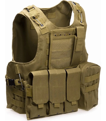 Chaleco Táctico Militar Airsoft Cs Ajustable Con Bolsas De C