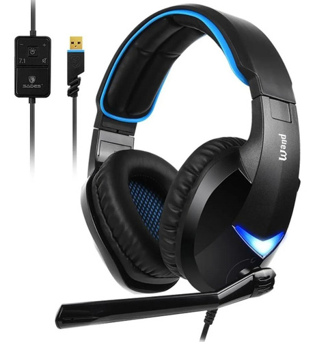 Headset Sades Wand Gamer Usb 7.1 Fone De Ouvido 2 Modos