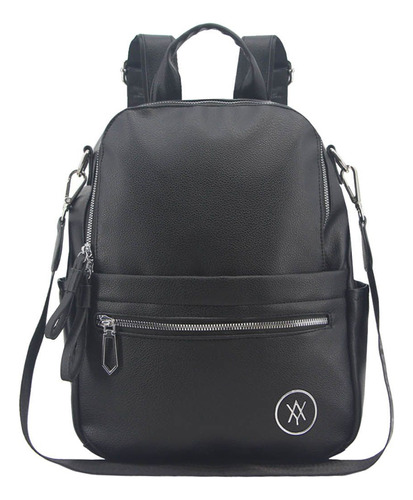 Mochila Amayra Simil Cuero Urbana Clásica Amplia Color Negro 24121