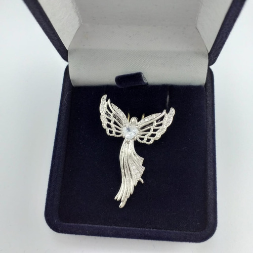 Colgante Ángel De La Guarda Cristal Blanco  Cadena De Plata