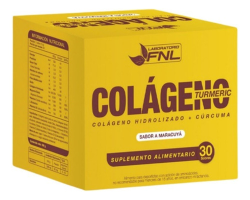 Colágeno Turmeric Caja De 30 Sobres Sabor Maracuyá Fnl