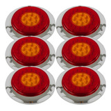 Kit 6 Plafones Redondo Camión 24 Led Bicolor Rojo/ámbar