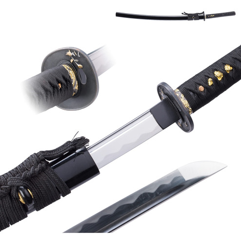 Espada Katana Negra Japonesa Real Sharp 9260 De Acero Forjad