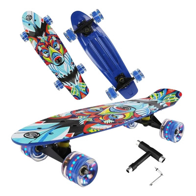 Patineta Skateboard Tipo Penny Freestyle Con Ruedas Con Luz LED, Penny Board Mini Skate, Cruiser Freestyle | Envío gratis