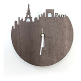 Reloj De Pared De Madera Analógico Diseño Paris 40x40