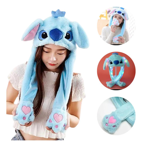 Touca Levanta Orelha Adulto E Infantil Gorro Mexe Orelha Led