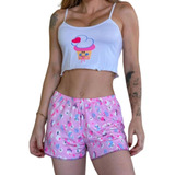 2 Conjunto Baby Doll Short + Blusa Pijama Roupa Para Dormir