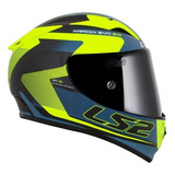 Capacete Ls2 Arrow R Ff323 Compete Cor Azul-fosco/amarelo Tamanho Do Capacete 60/l