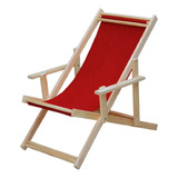 Cadeira Espreguiçadeira Dobrável Piscina Praia C/b Vermelho