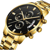 Oferta Relógio Masculino Nibosi 2309 Gold Prova Dágua Casual