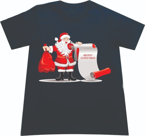 Camisetas Navideñas Navidad Papa Noel Cartel Merry Christmas