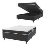 Cama Box Baú Casal Espuma D33 Toronto Hellen Preto Até 120kg