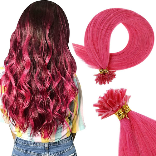 Extensiones De Cabello Natural 22in Rosa Caliente 20gr