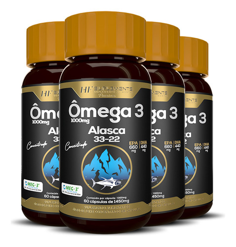 4x Omega 3 Concentrado Importado Do Alasca 60caps