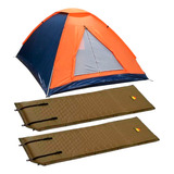 Barraca 3 Lugares Camping + 2 Colchonetes Para Solteiros