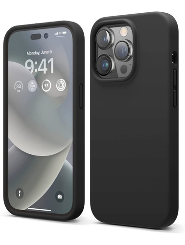 Funda Negra Silicona Case Para iPhone 14 Pro