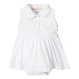 Body Hering Kids Vestido Bebê Menina Gola Polo Branco