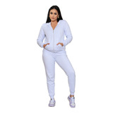 Conjunto De Frio Feminino Moletom Canguru Capuz Calça 