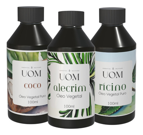 Kit Óleo De Coco, Alecrim E Rícino 100ml Terapia Capilar