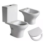 Juego Ferrum Veneto Inodoro Largo Depósito, Bidet Y Tapa.