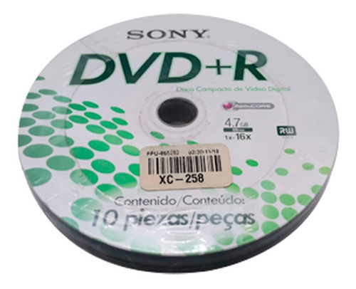Disco Sony 10dpr47bulk Dvdr Virgen 4.7gb 10 Piezas