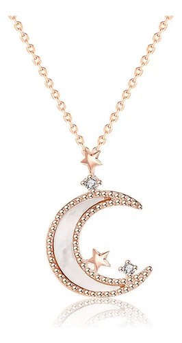  Collares Mujer  Con Plata 925 Chapado En Oro Luna Charms Am