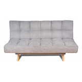 Sofa Cama Emma Gris Plata 3ptos + 2 Cojines Tela Antirasguño