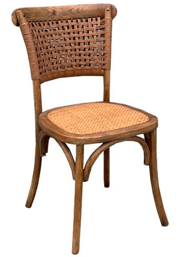 Silla Trelew Roble Oscuro Asiento Rattan Respaldo De Mimbre 