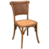 Silla Trelew Roble Oscuro Asiento Rattan Respaldo De Mimbre 