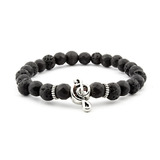 Pulsera Turmalina Lava Volcanica Nota Musical Moda Hombre