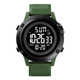 Reloj Hombre Skmei 1508 Digital Alarma Fecha Cronometro Color De La Malla Verde Militar Color Del Bisel Negro