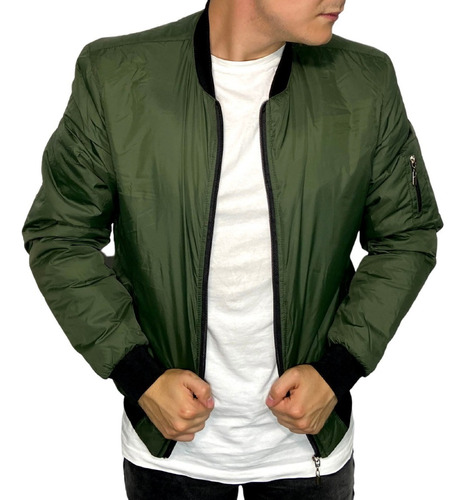 Chaqueta Chamarra Piloto O Bomber Impermeable Verde