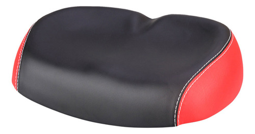 Asiento Bicicleta Amplio Cojín Suave Pu (negro.rojo)