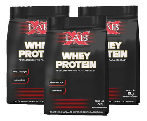 Combo 3x Top Whey Protein 100% Concentrado - (2kg) X-lab 