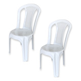 2 Cadeira De Plástico Resistente Área De Lazer Branca 152kg