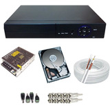 Gravador Dvr 4 Canais+hd 250gb+cabo+conector+fonte 5a 