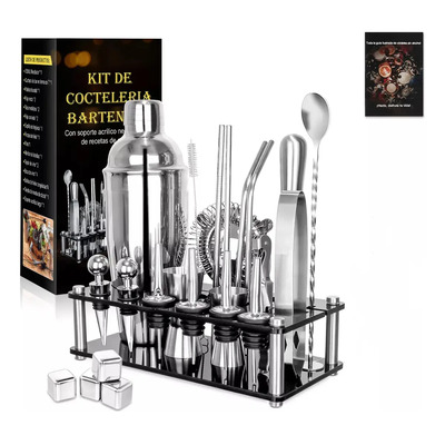 Shaker Kit De Cocteleria 25pcs Bartender Con Soporte 750mL | Envío gratis
