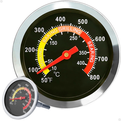 Termômetro Analógico Para Churrasqueiras E Fornos Medição Precisa De 10°c A 400°c Em Aço Inox Marca Lorben