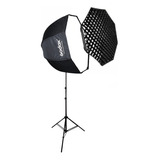 Difusor Fotográfico Softbox Godox 120cm Para Bowens Con Grid Diâmetro 120cm Do 30cm Preto