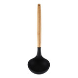 Concha De Silicone Cabo De Bambu Utensilio De Cozinha Yoi Cor Preto