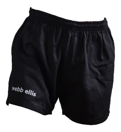 Short De Rugby Webb Ellis Gabardina Negro Sin Bolsillos