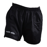 Short De Rugby Webb Ellis Gabardina Negro Sin Bolsillos