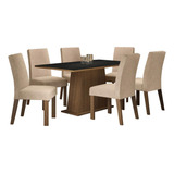 Juego Comedor Madesa Luciana Mesa Tapa Madera Y 6 Sillas M/n